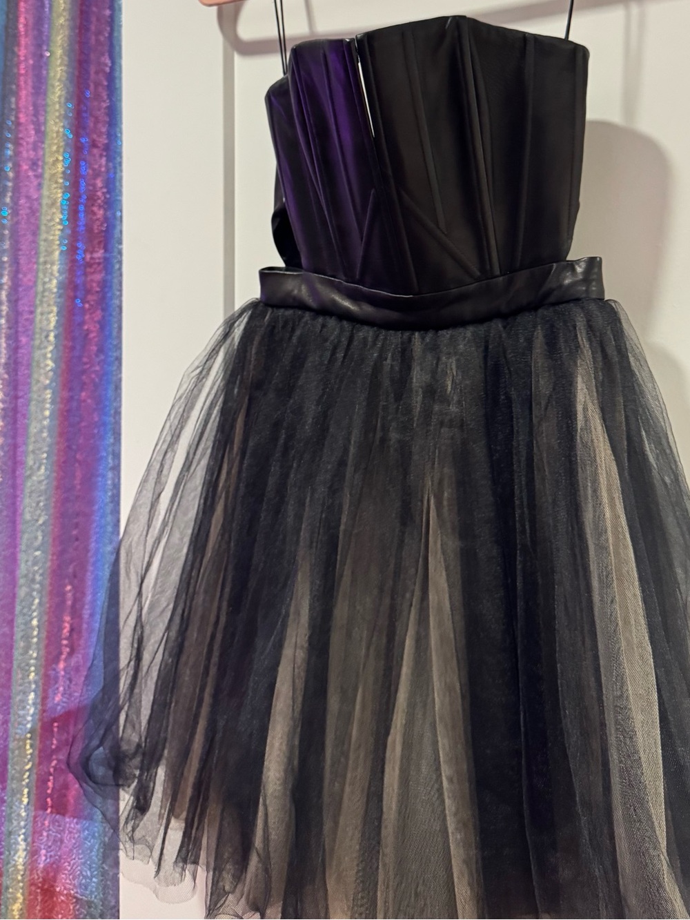Girls Black Tulle Strapless Party Dress